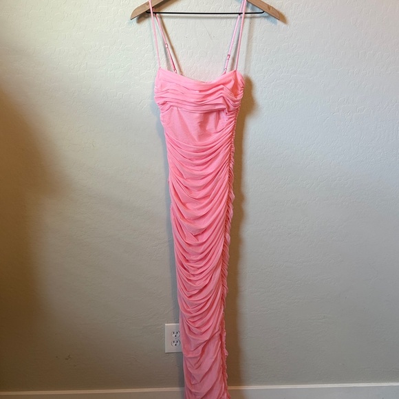 House of CB Fornarina Pink Organza Mesh Maxi Dress Size Small - Picture 4 of 7